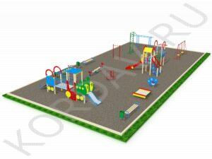 Детская площадка с элементами спортивного оборудования вид 2