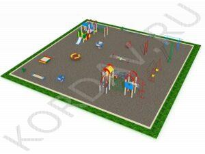 Детская площадка с элементами спортивного оборудования квадратная вид 2